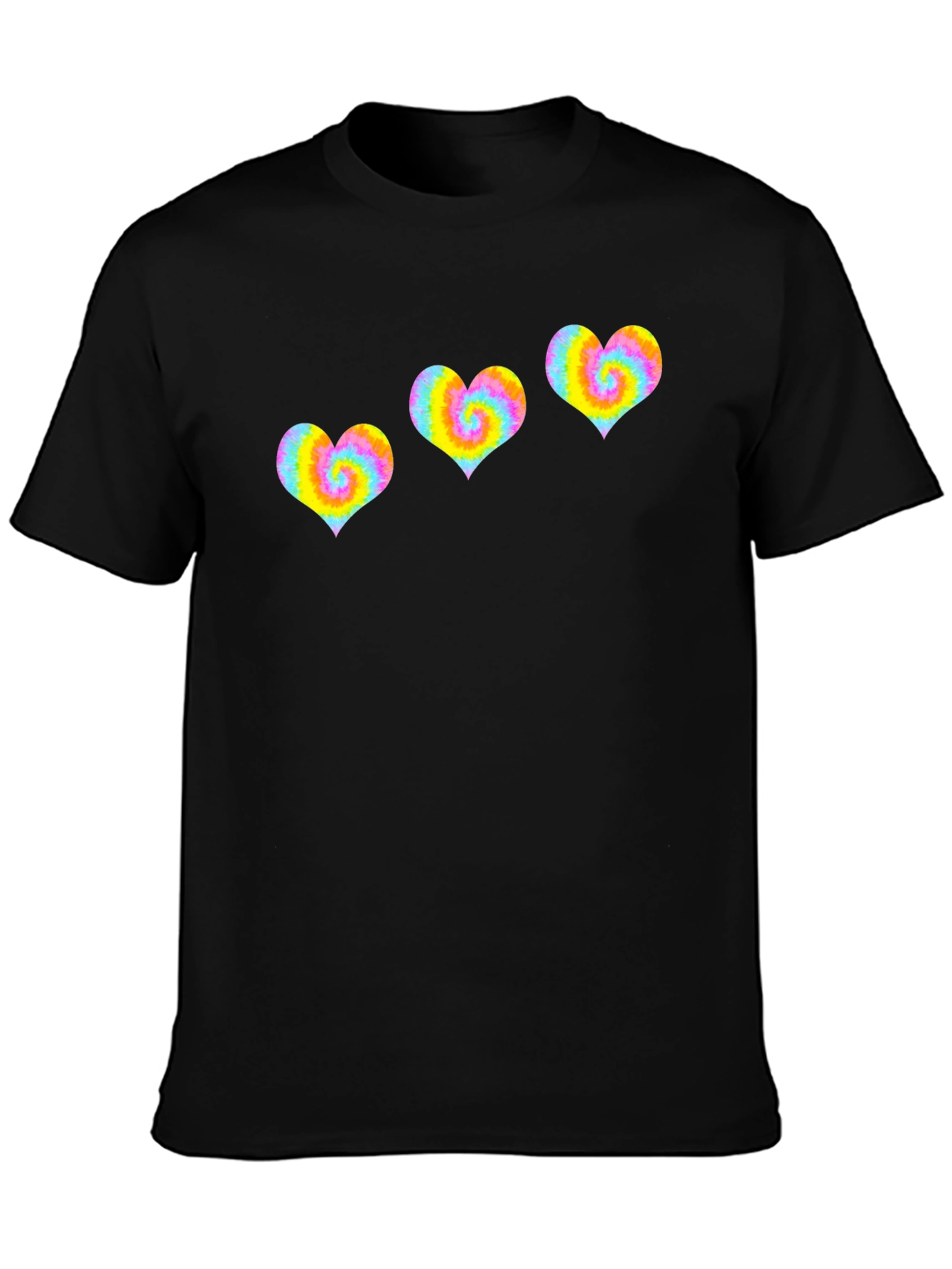 Tie Dye Heart Graphic Tee - Black