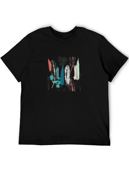 Feather Graphic Tee - Black Cotton T-Shirt