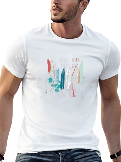Feather Graphic Tee - Black Cotton T-Shirt