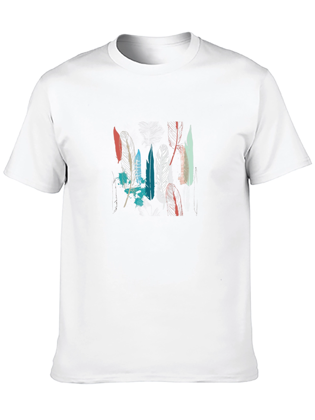 Feather Graphic Tee - Black Cotton T-Shirt