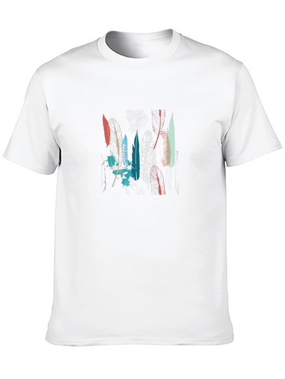 Feather Graphic Tee - Black Cotton T-Shirt