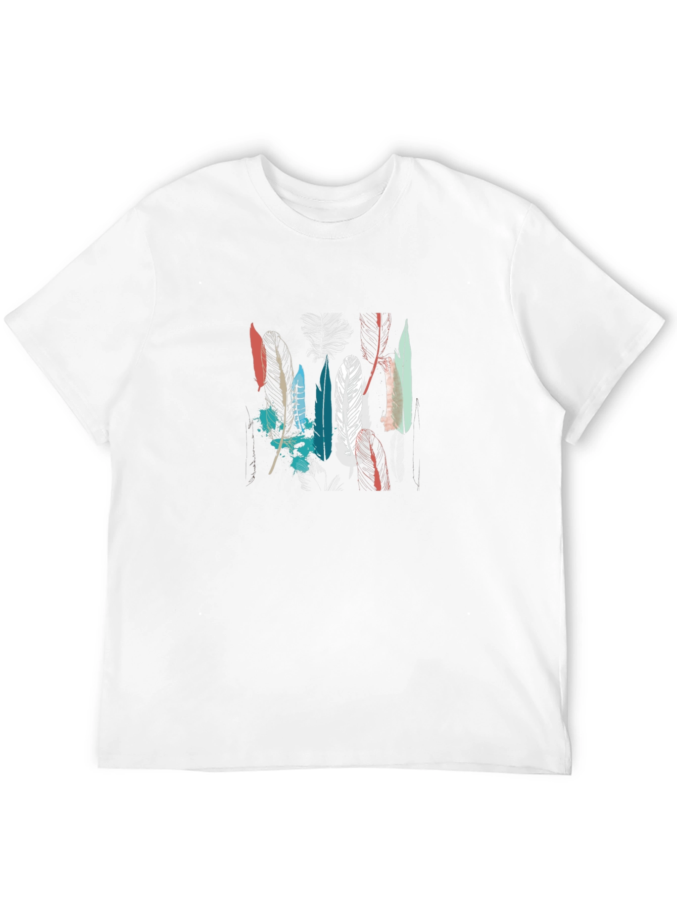 Feather Graphic Tee - Black Cotton T-Shirt