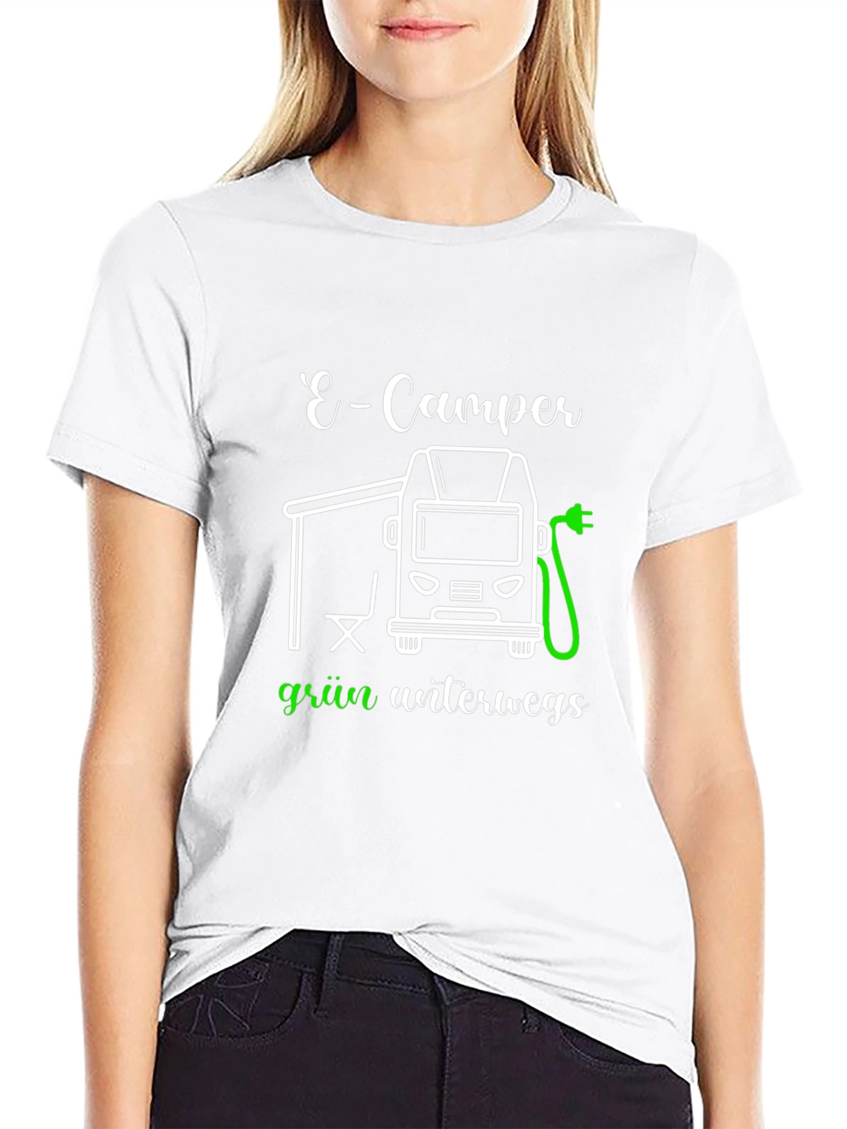 E-Camper Green T-Shirt: Electric Vehicle Adventure