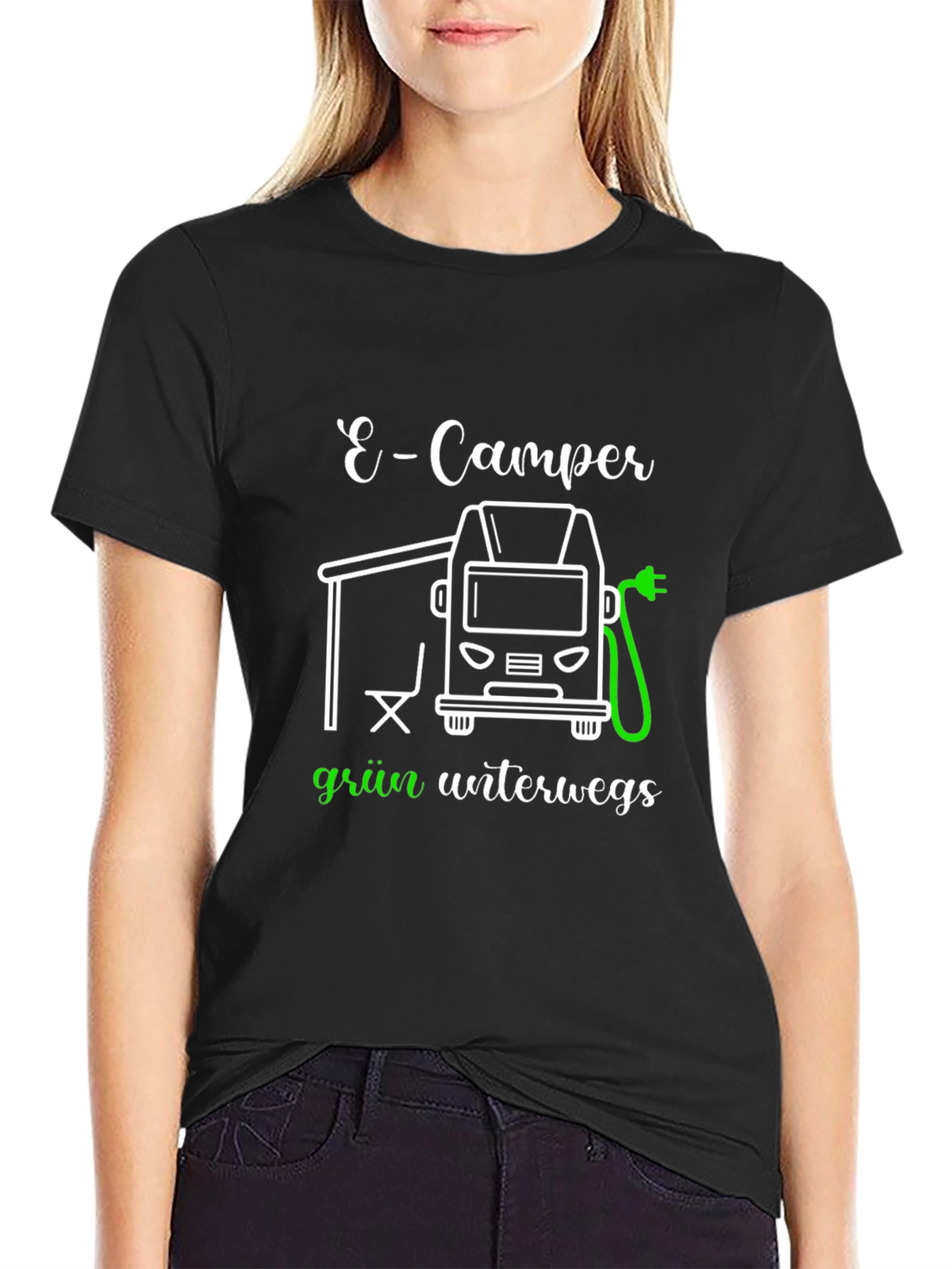 E-Camper Green T-Shirt: Electric Vehicle Adventure