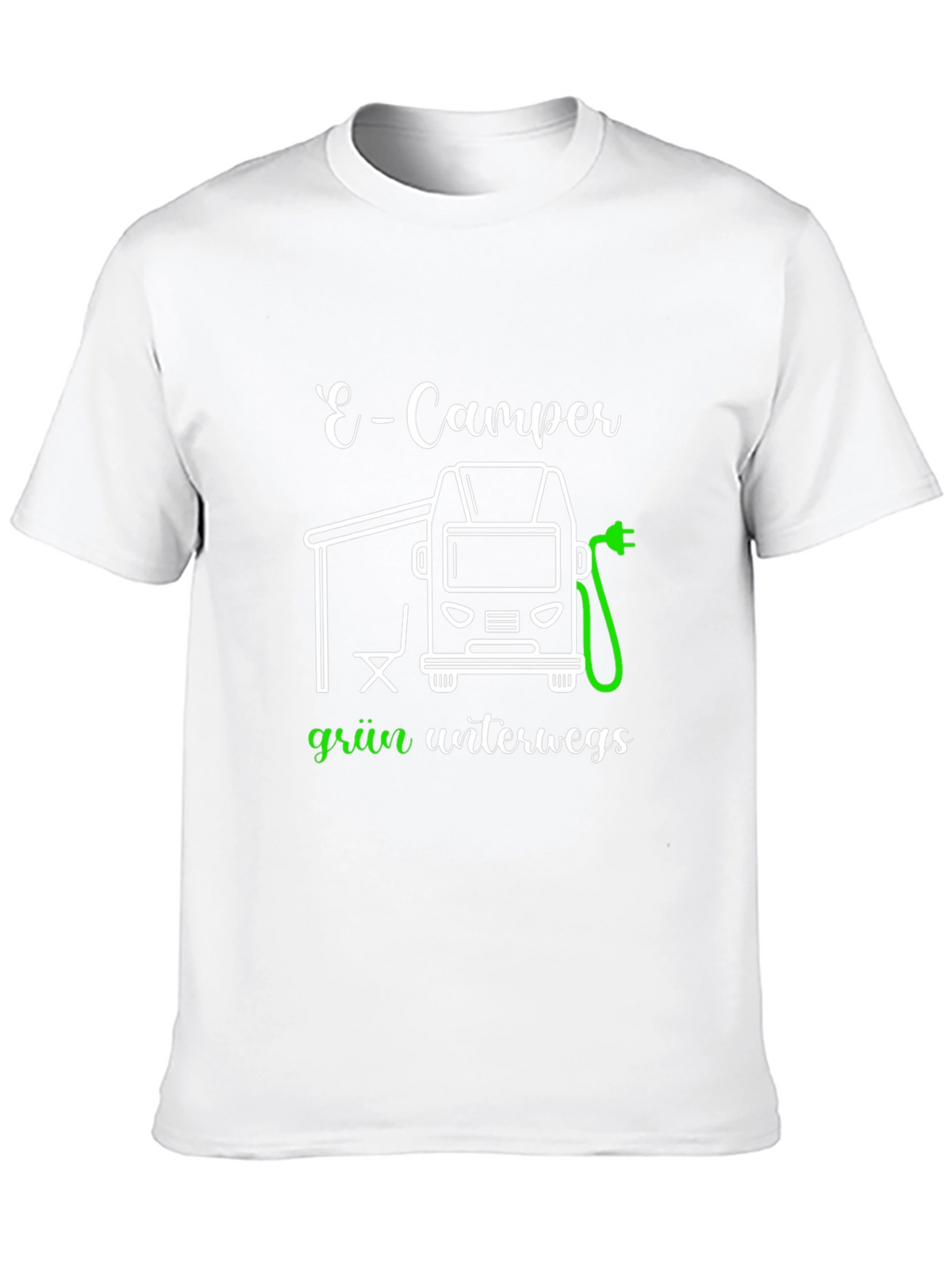 E-Camper Green T-Shirt: Electric Vehicle Adventure