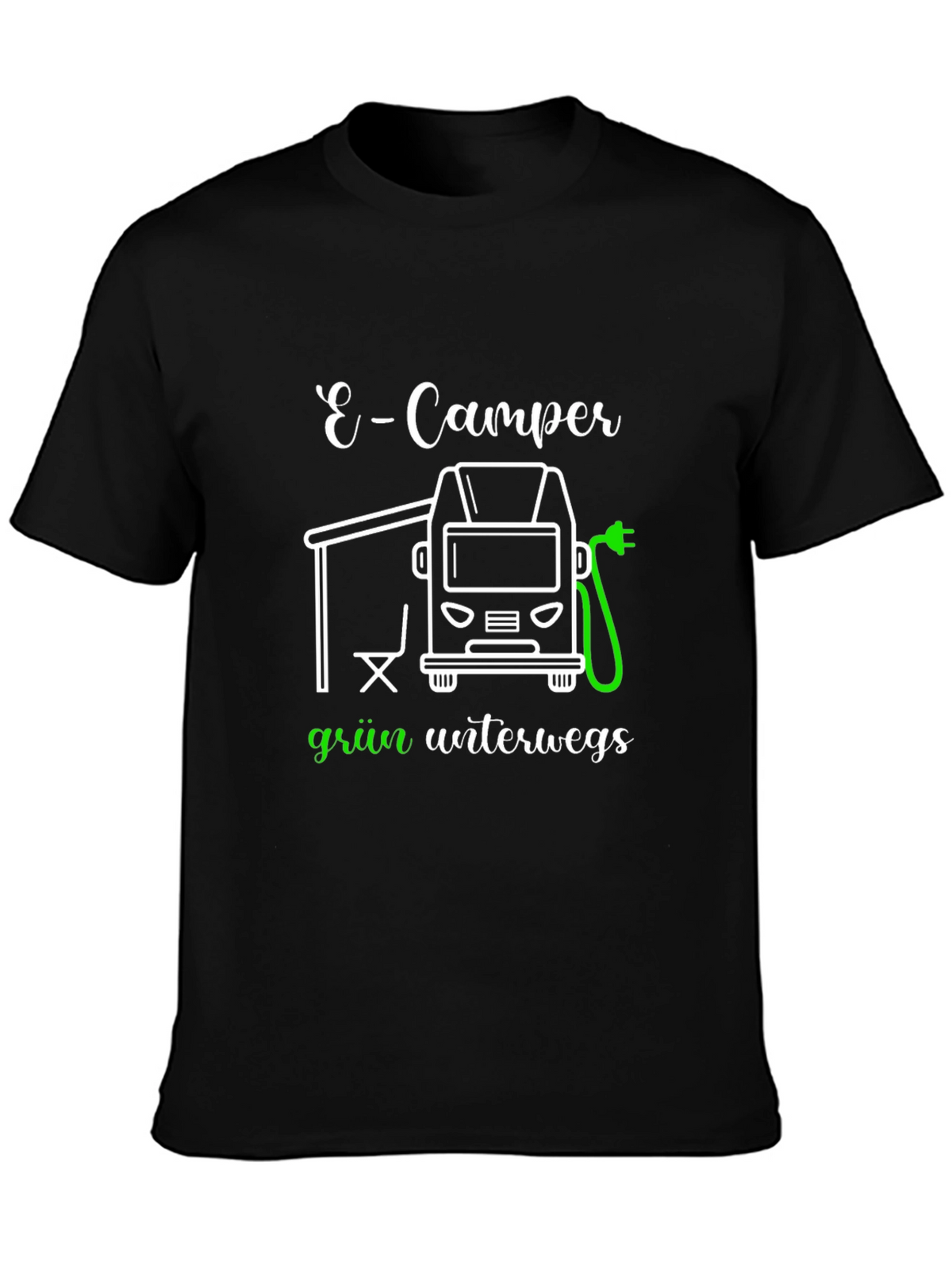 E-Camper Green T-Shirt: Electric Vehicle Adventure