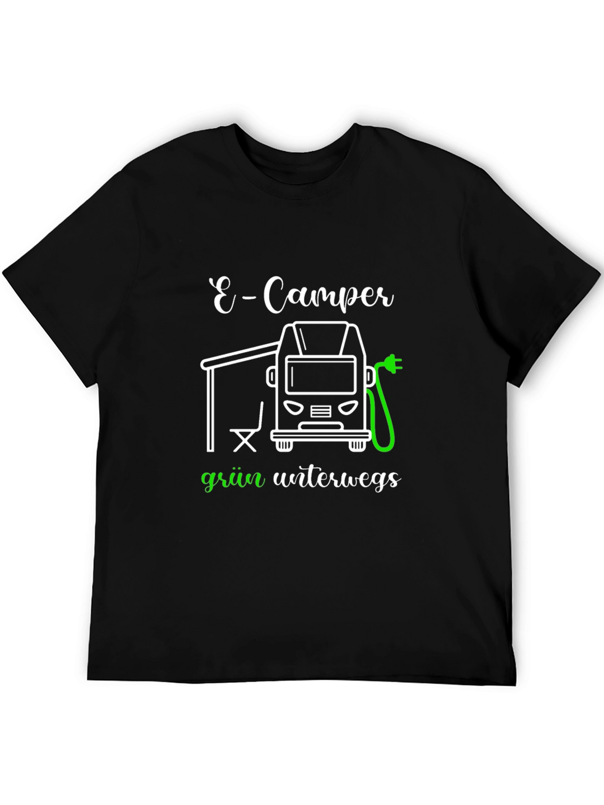 E-Camper Green T-Shirt: Electric Vehicle Adventure