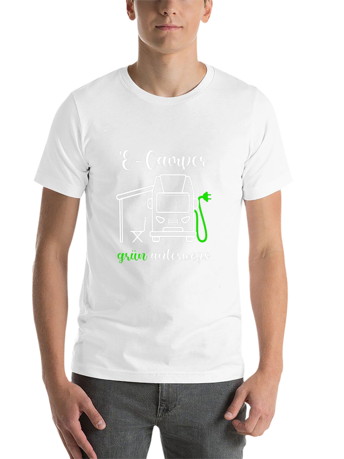 E-Camper Green T-Shirt: Electric Vehicle Adventure