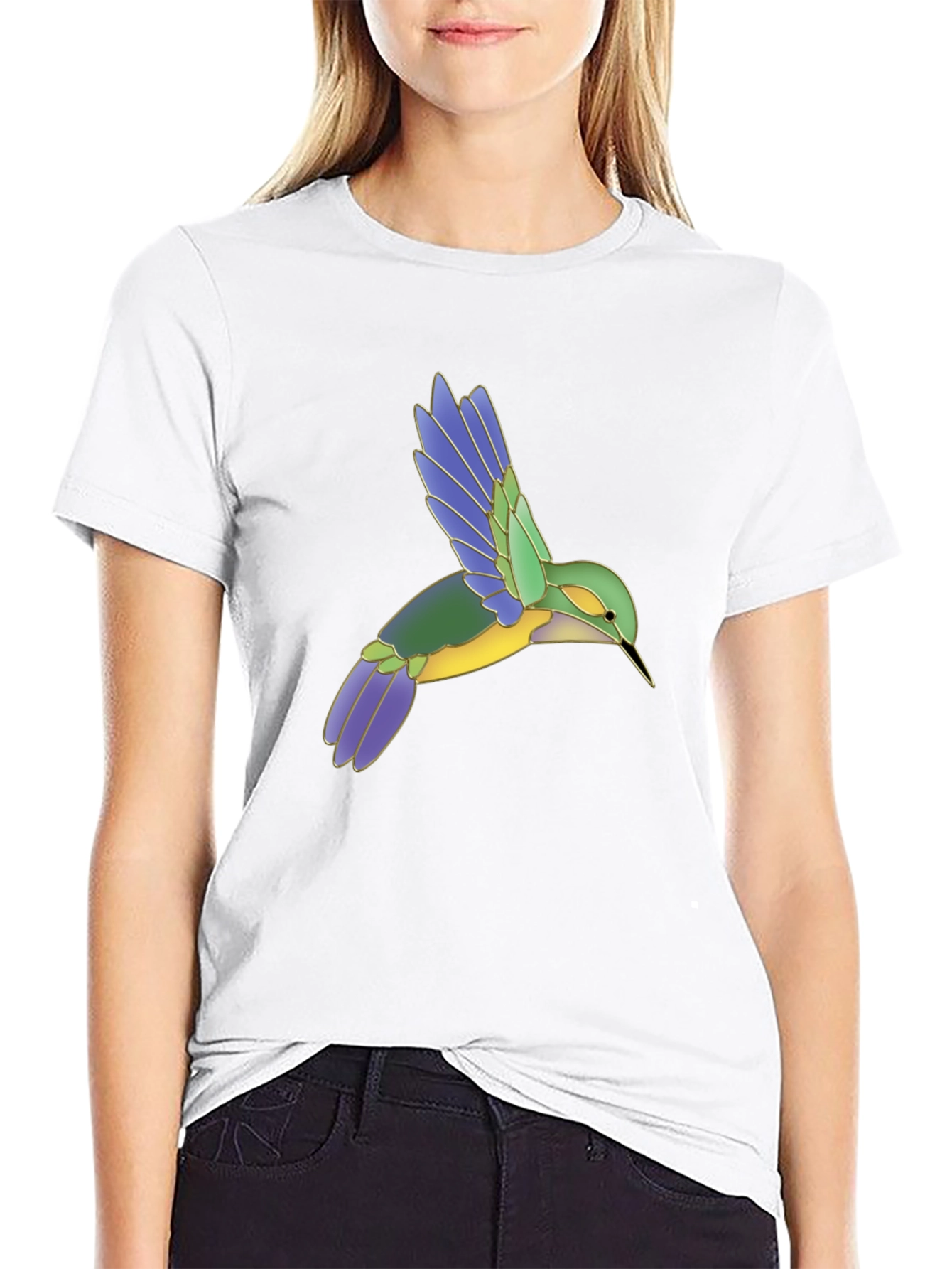 Hummingbird Graphic Print Black T-Shirt