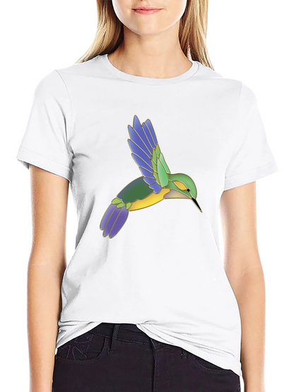 Hummingbird Graphic Print Black T-Shirt