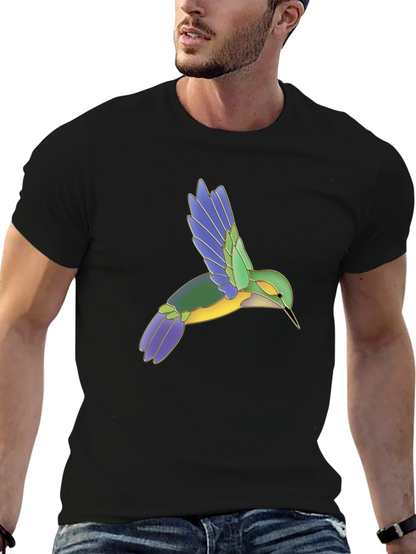 Hummingbird Graphic Print Black T-Shirt