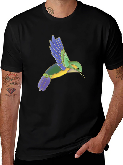 Hummingbird Graphic Print Black T-Shirt