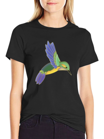 Hummingbird Graphic Print Black T-Shirt