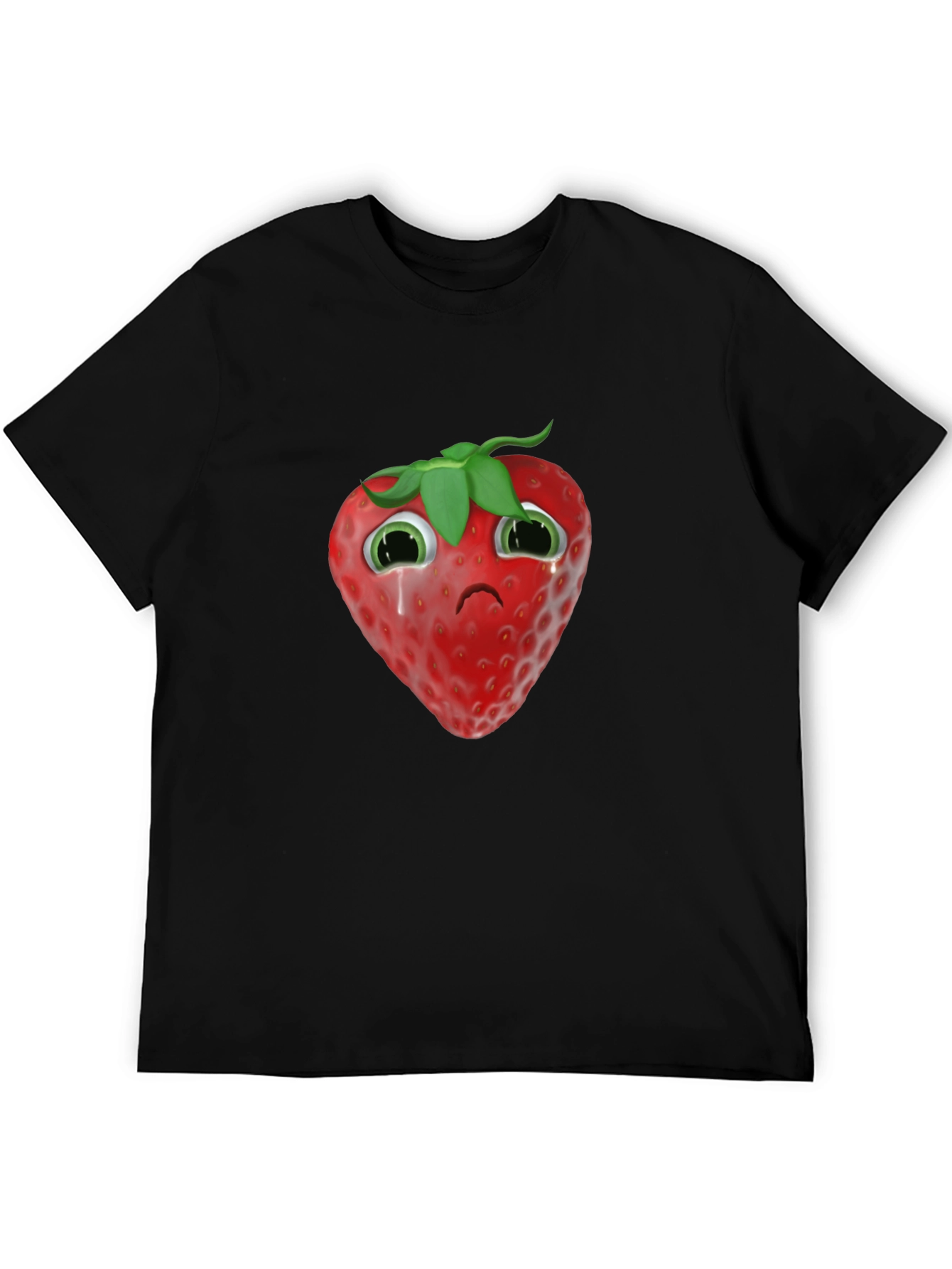 Sad Strawberry Black T-Shirt
