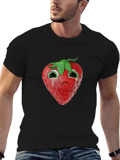 Sad Strawberry Black T-Shirt
