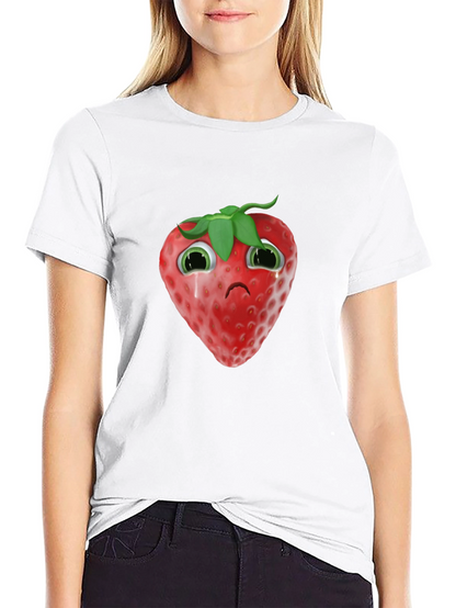 Sad Strawberry Black T-Shirt