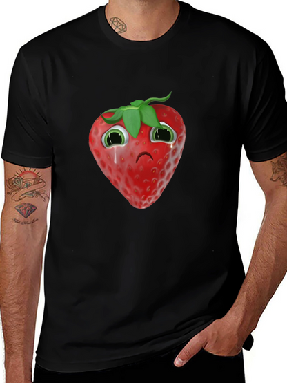 Sad Strawberry Black T-Shirt