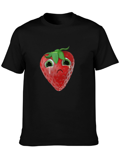 Sad Strawberry Black T-Shirt