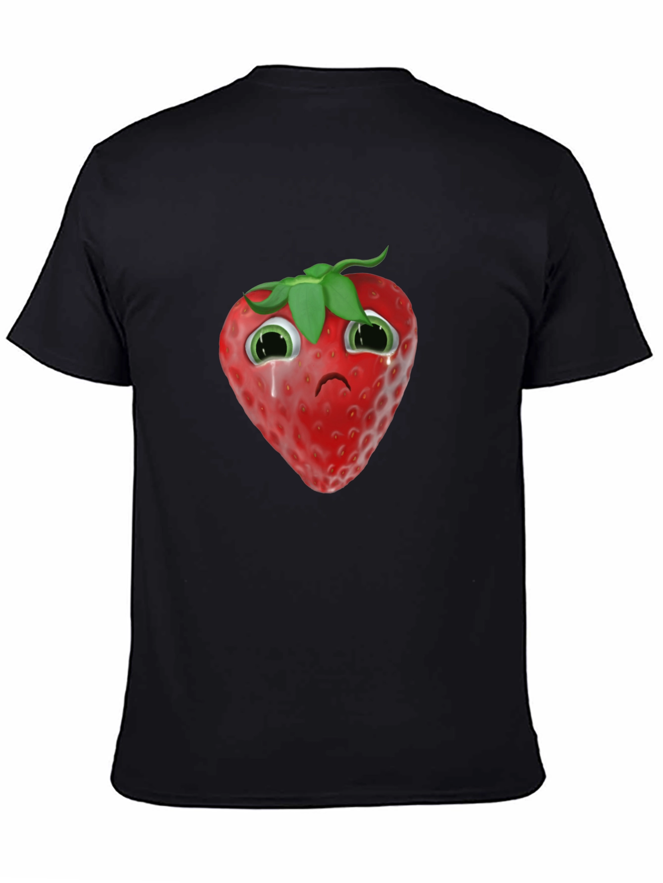 Sad Strawberry Black T-Shirt