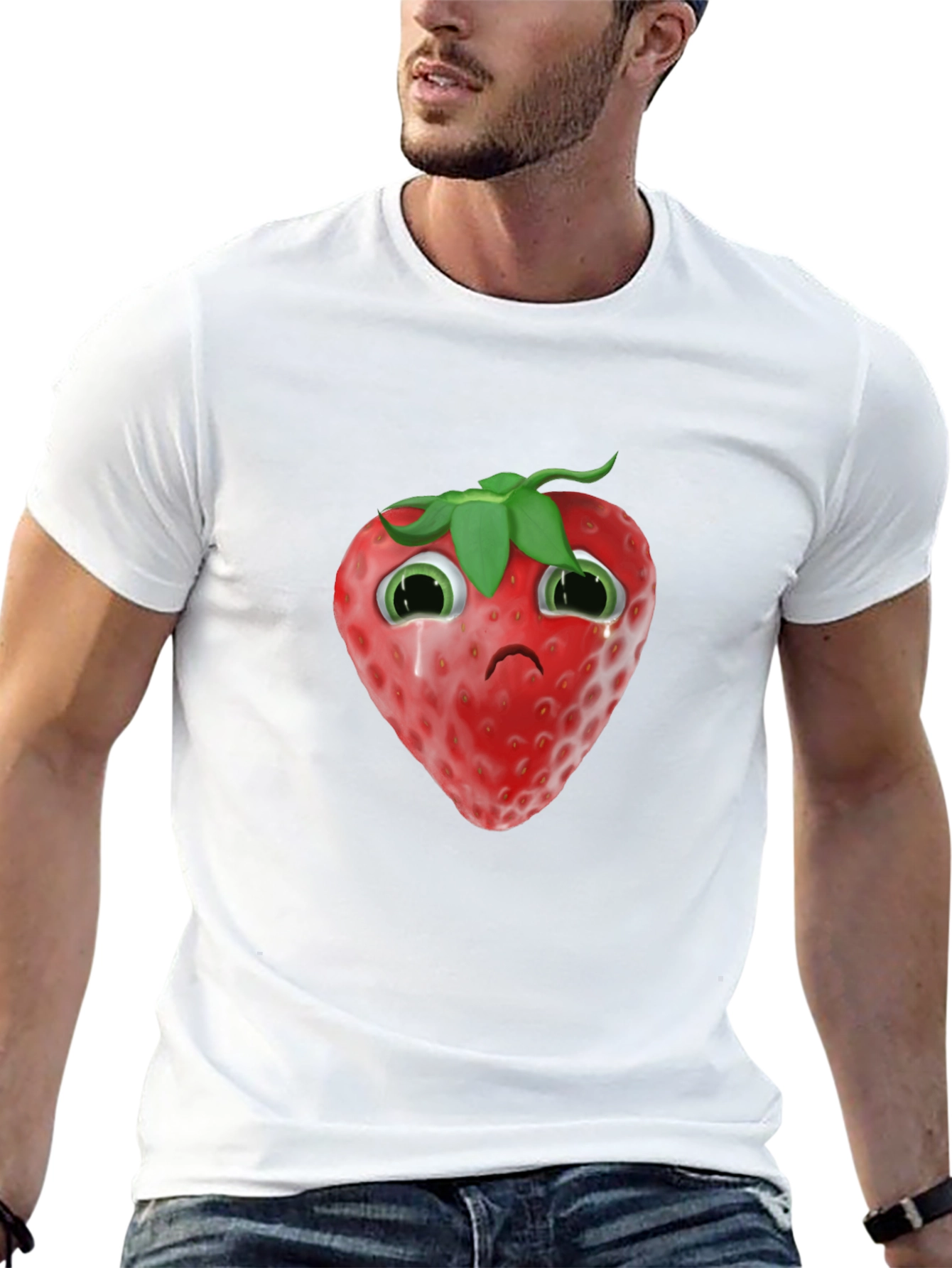 Sad Strawberry Black T-Shirt