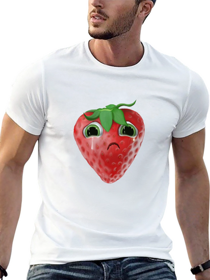 Sad Strawberry Black T-Shirt