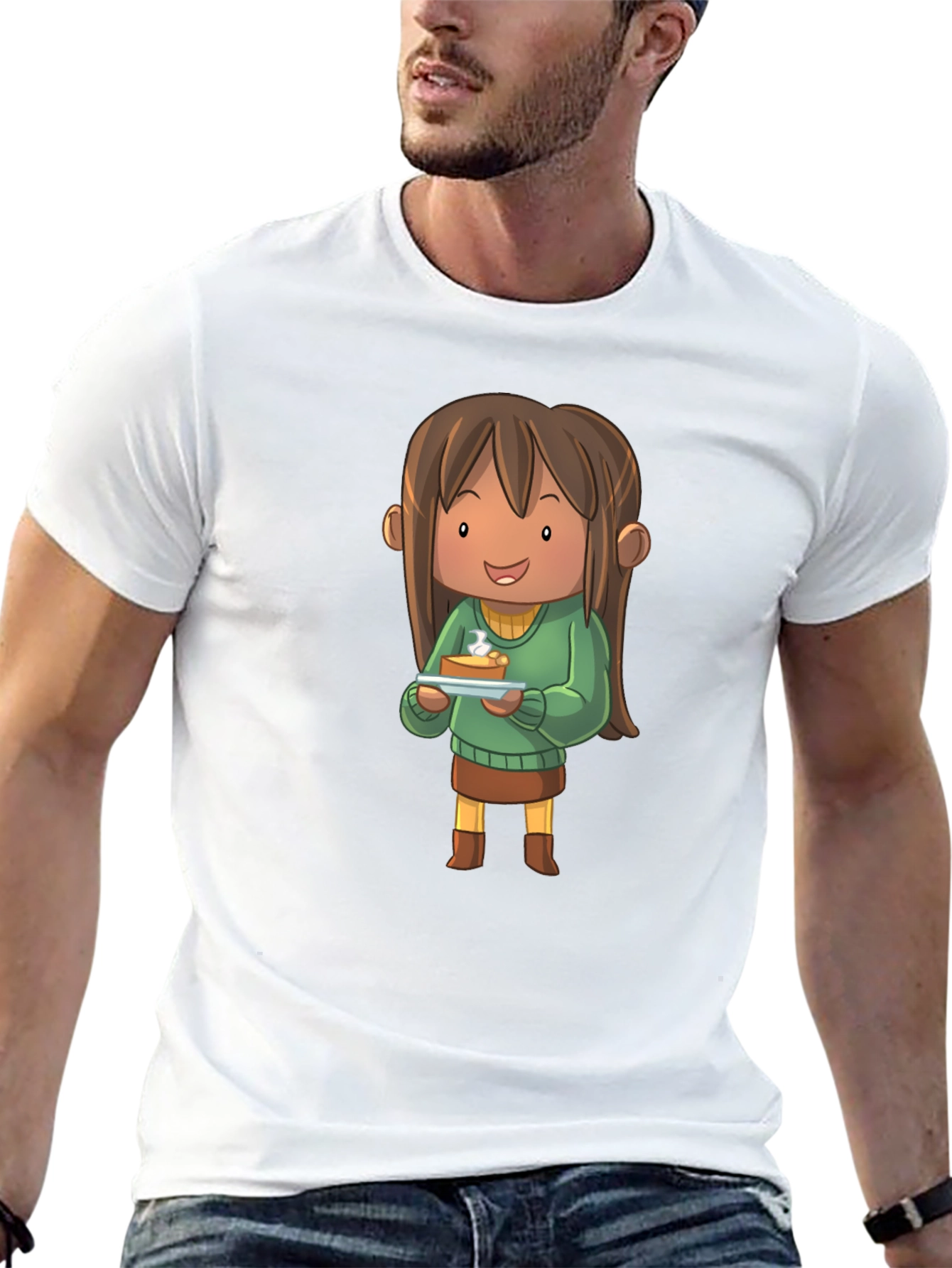 Cartoon Character Pie T-Shirt - Black
