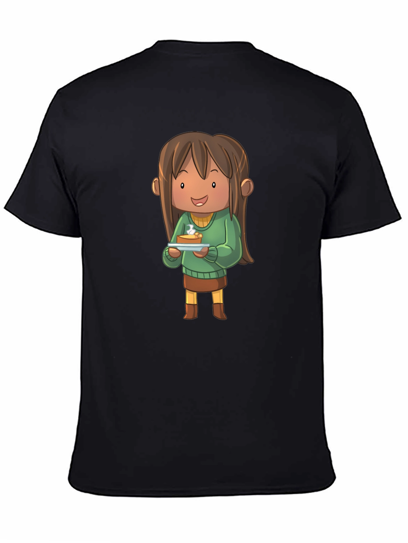 Cartoon Character Pie T-Shirt - Black