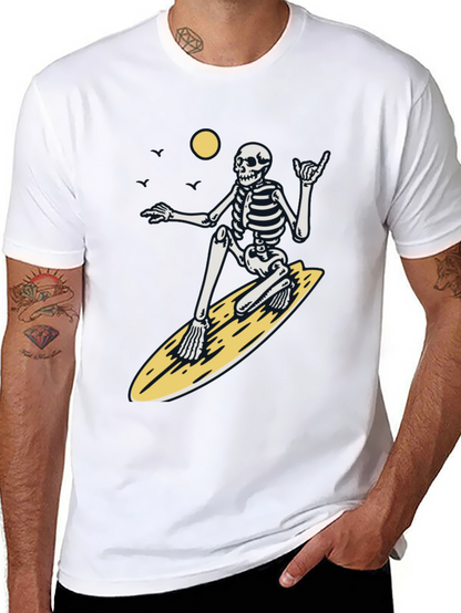 Surfing Skeleton Graphic Tee - Black