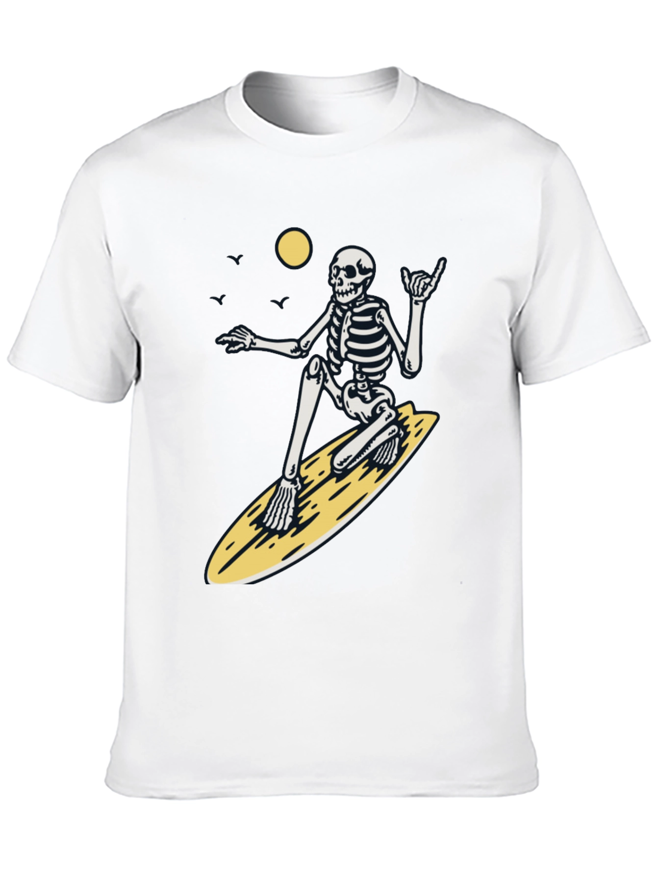 Surfing Skeleton Graphic Tee - Black