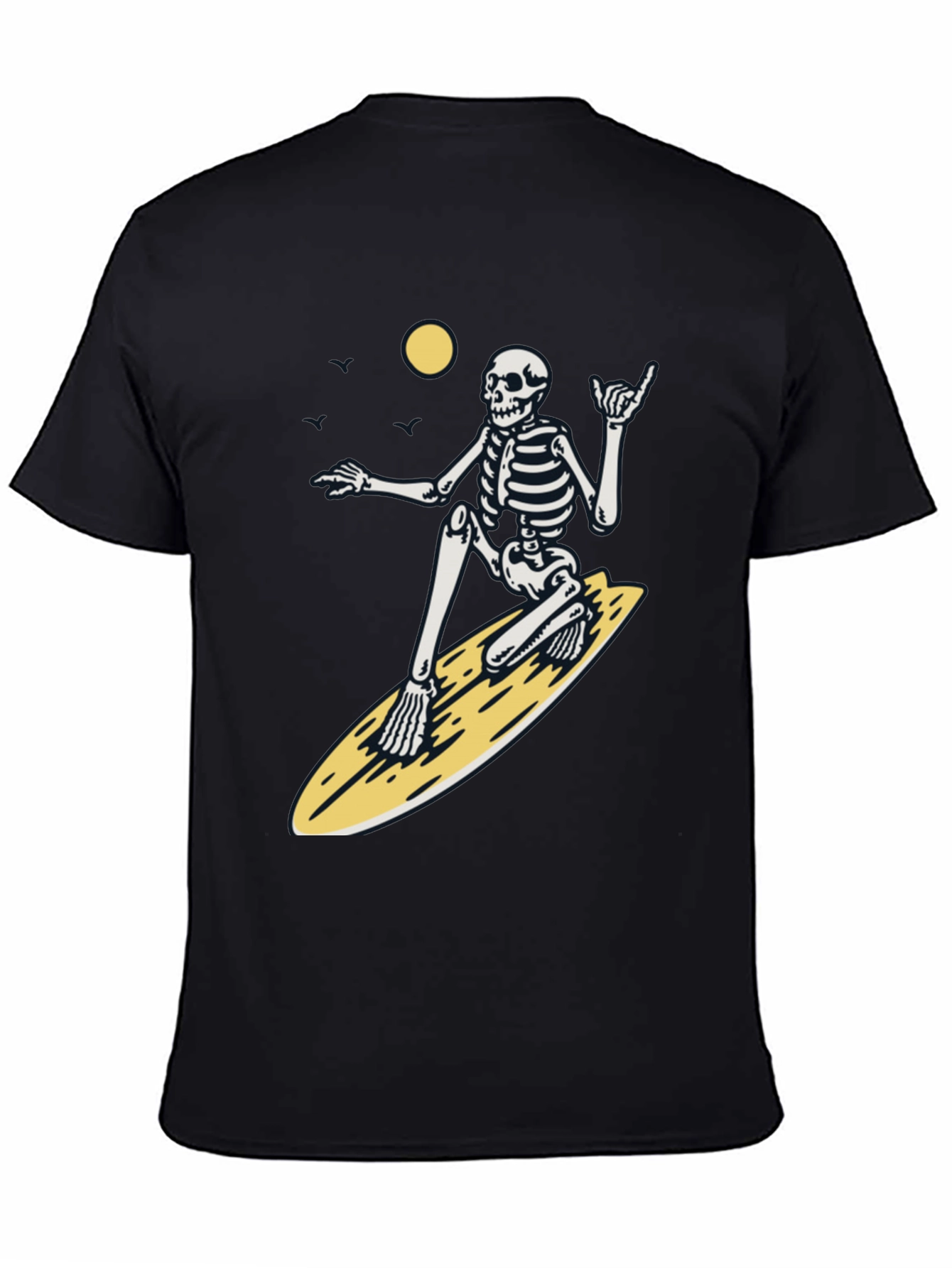 Surfing Skeleton Graphic Tee - Black