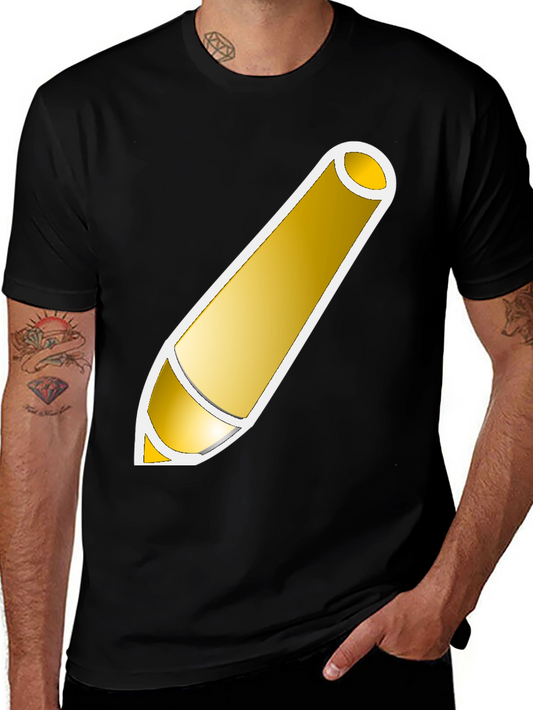 Golden Pencil Graphic Tee - Artistic Design Shirt