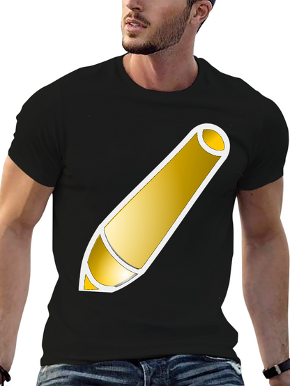 Golden Pencil Graphic Tee - Artistic Design Shirt