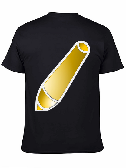 Golden Pencil Graphic Tee - Artistic Design Shirt