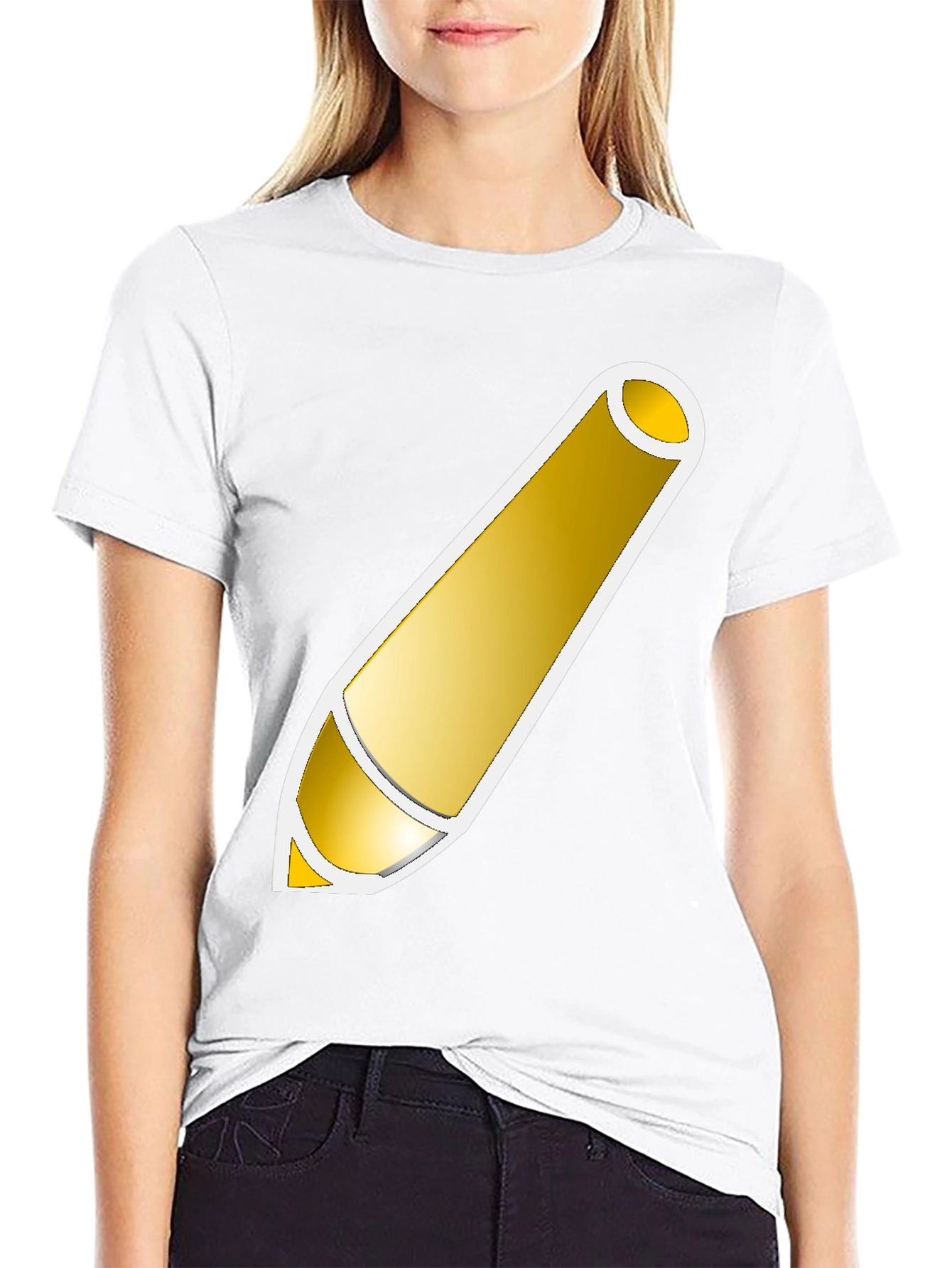Golden Pencil Graphic Tee - Artistic Design Shirt