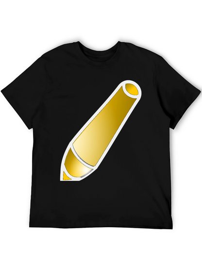 Golden Pencil Graphic Tee - Artistic Design Shirt