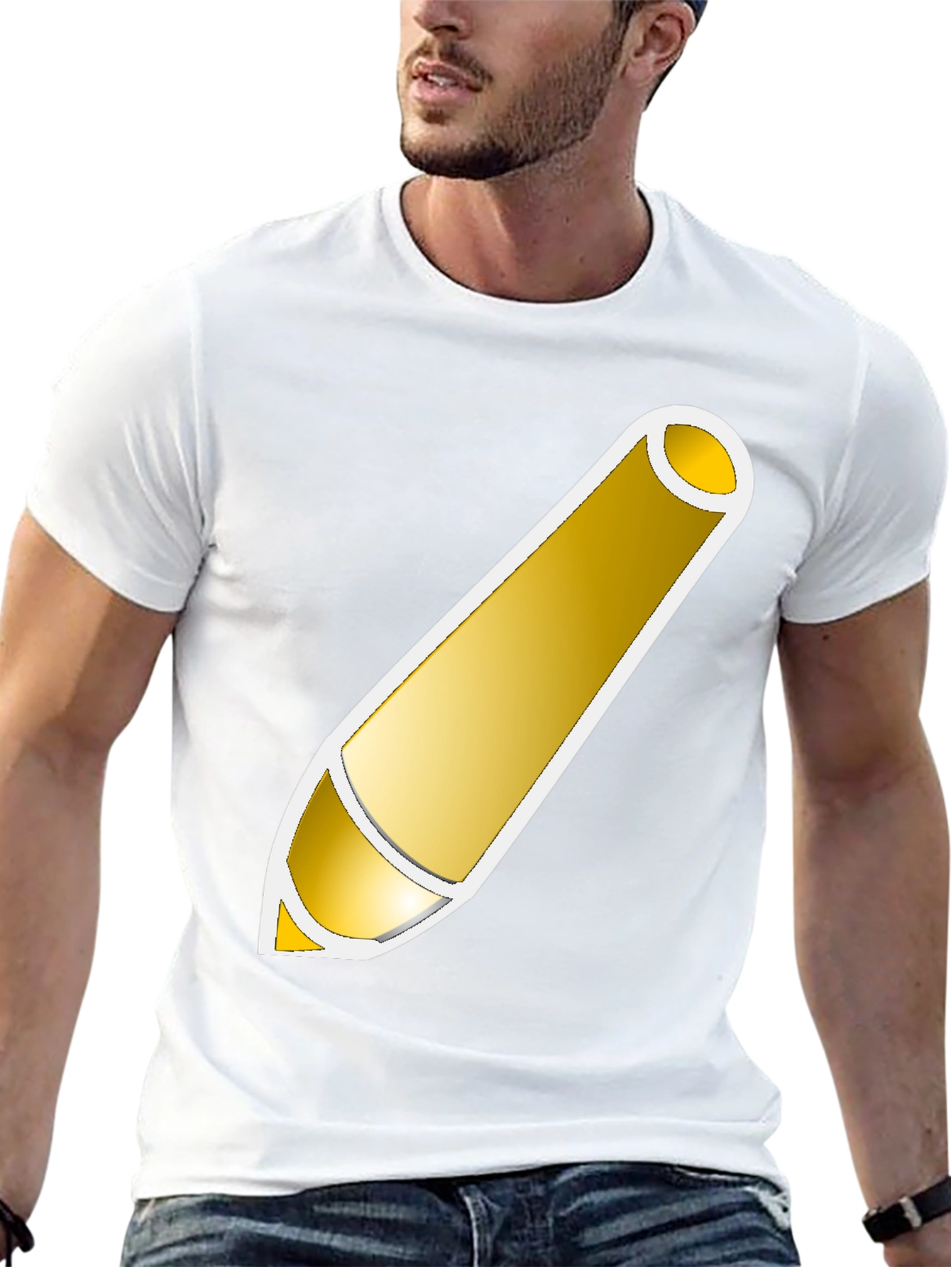 Golden Pencil Graphic Tee - Artistic Design Shirt