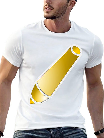 Golden Pencil Graphic Tee - Artistic Design Shirt
