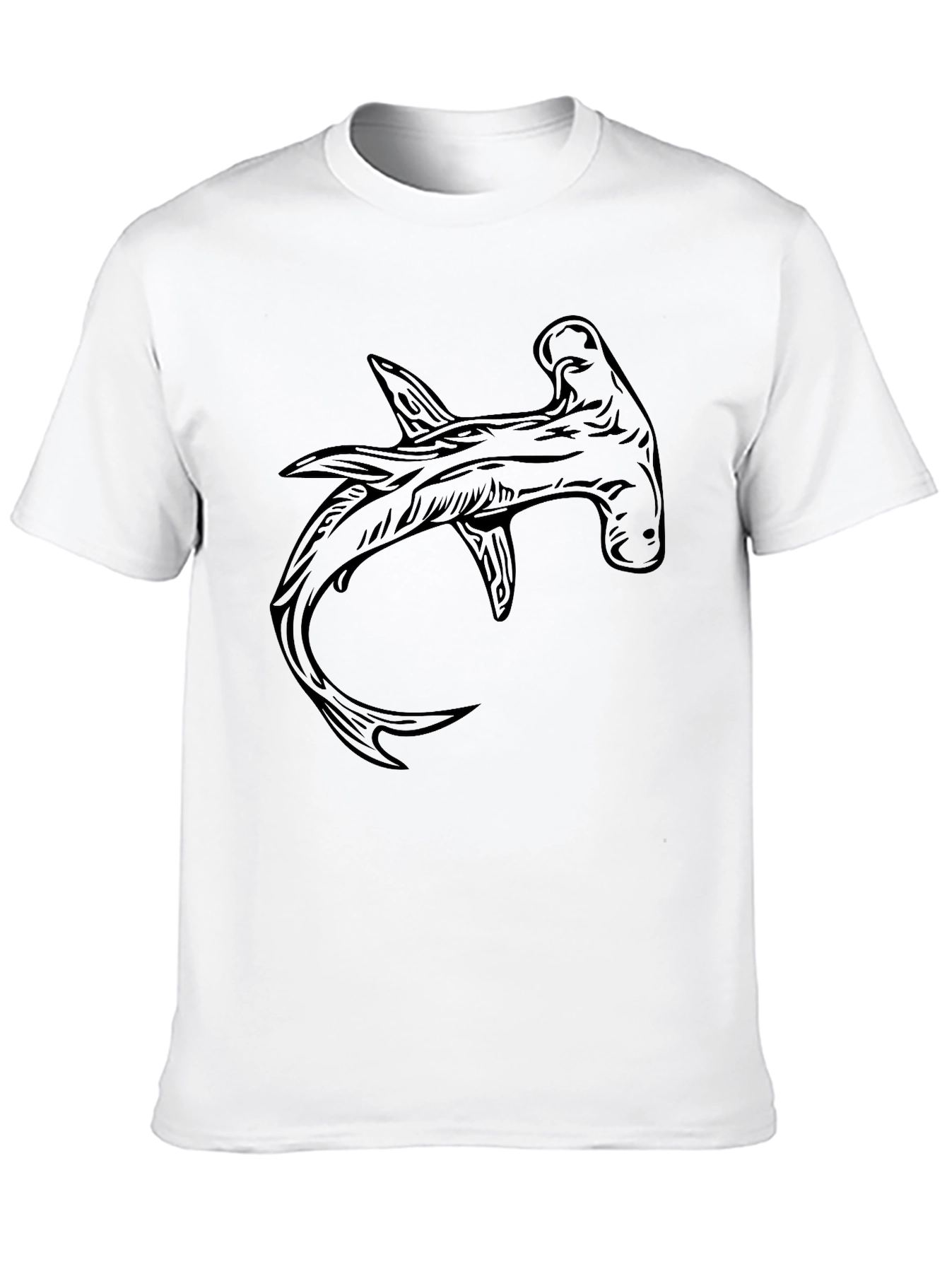 Hammerhead Shark Graphic Tee - Black Cotton T-Shirt