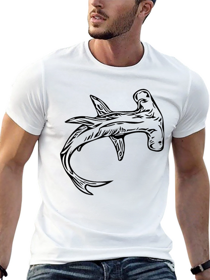 Hammerhead Shark Graphic Tee - Black Cotton T-Shirt