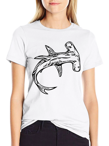 Hammerhead Shark Graphic Tee - Black Cotton T-Shirt