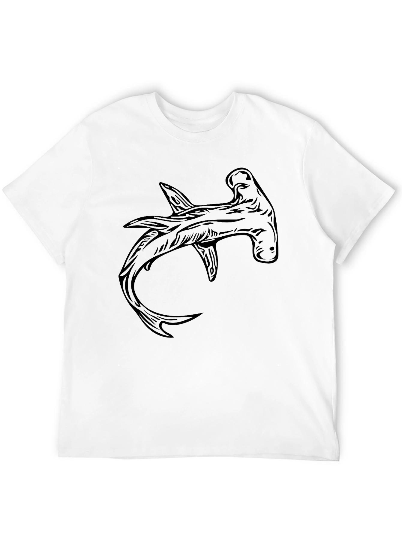 Hammerhead Shark Graphic Tee - Black Cotton T-Shirt