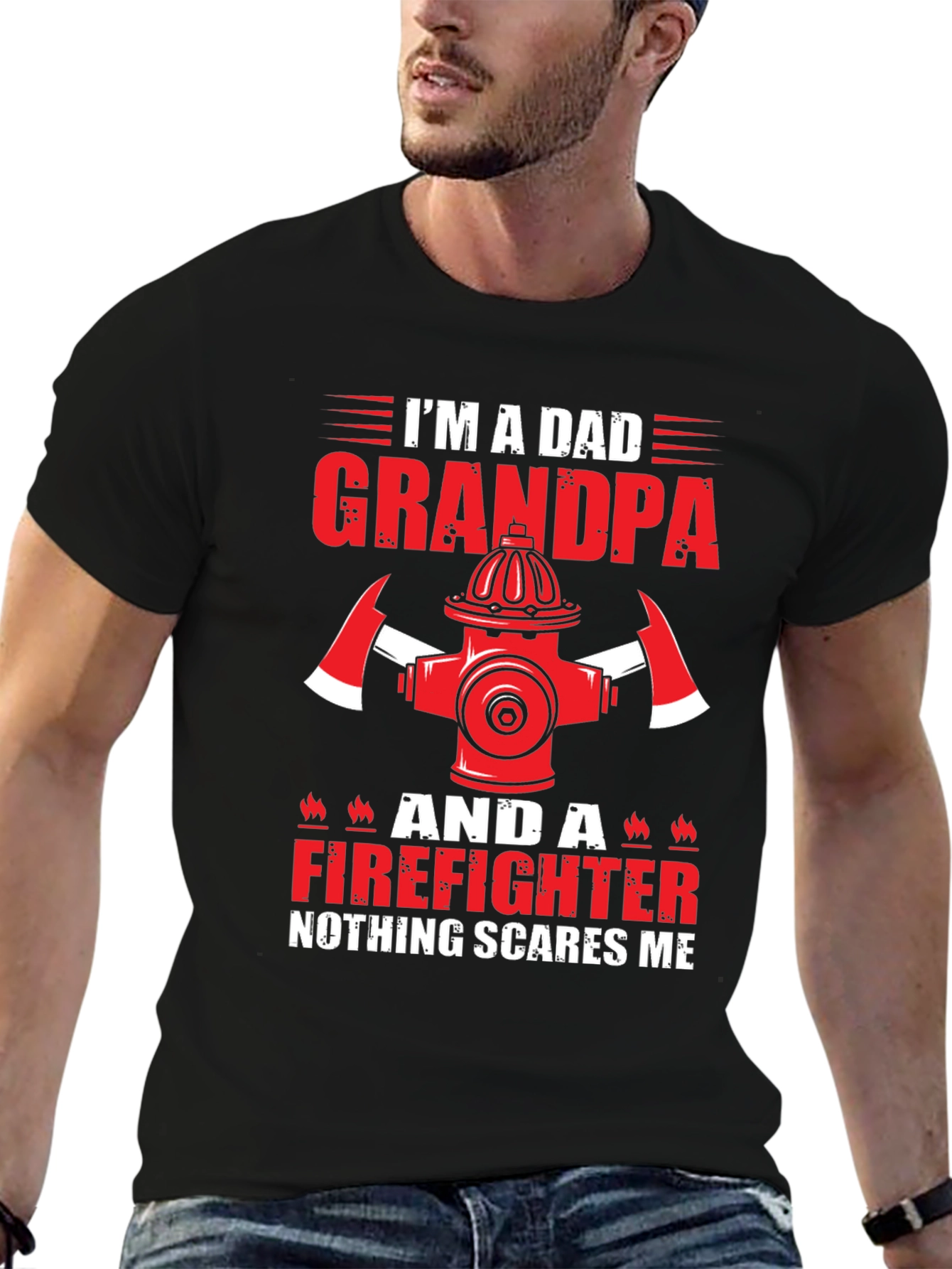Dad Grandpa Firefighter Graphic Tee