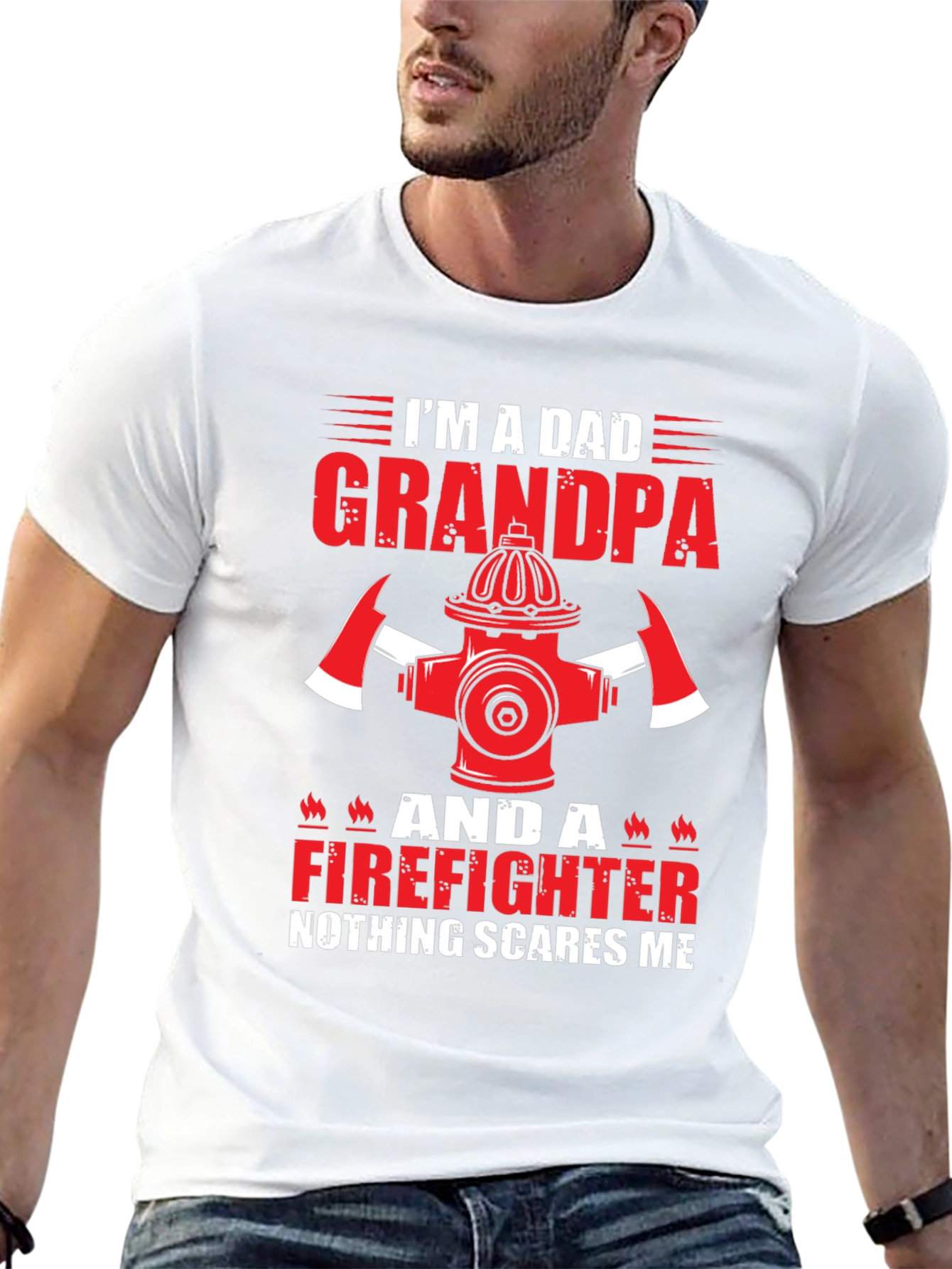 Dad Grandpa Firefighter Graphic Tee