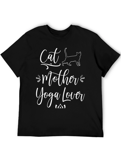 Cat Mother Yoga Lover Graphic Tee - Black
