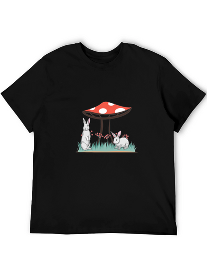 Black Rabbit & Mushroom Graphic Tee