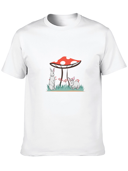 Black Rabbit & Mushroom Graphic Tee