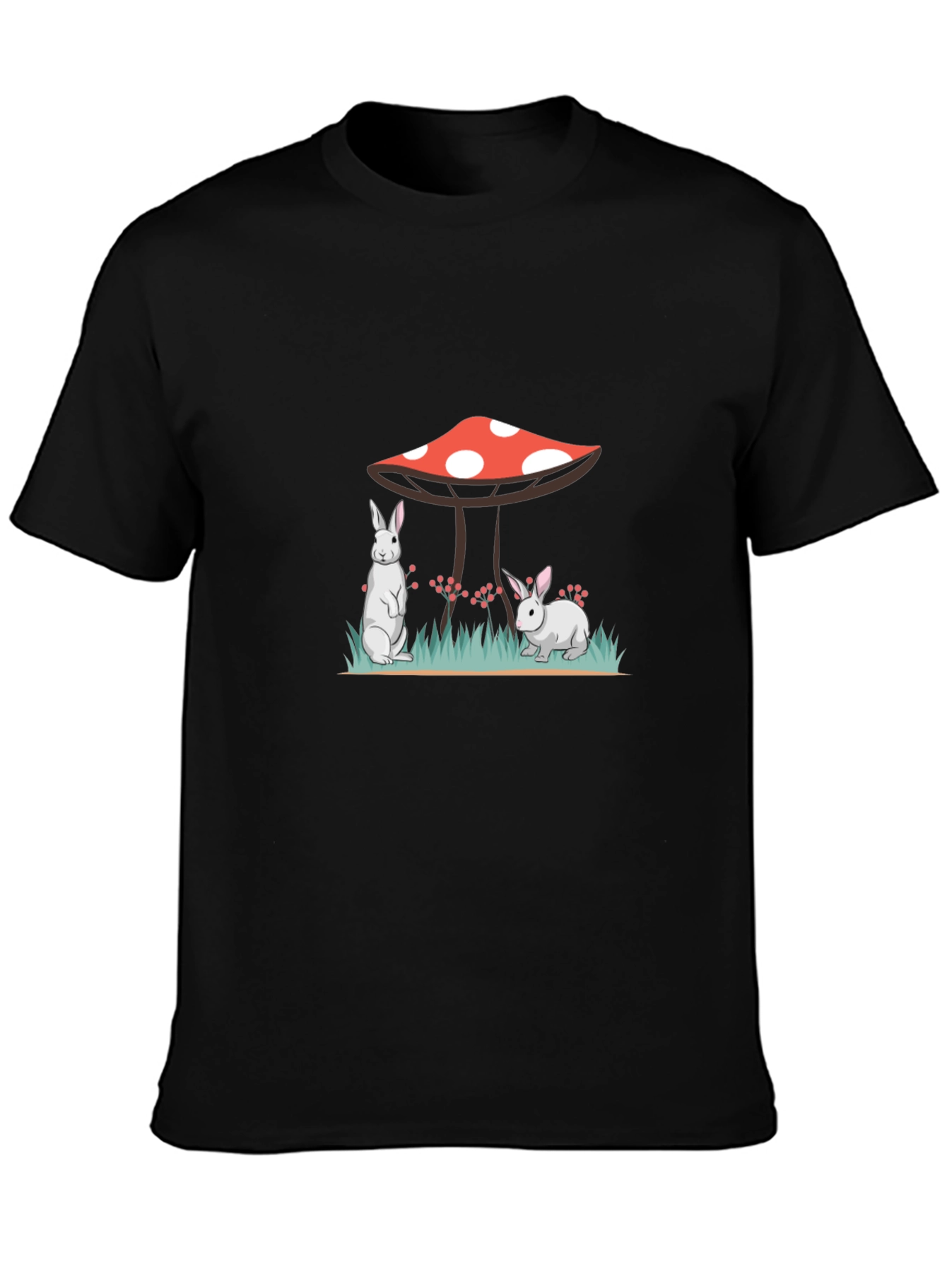 Black Rabbit & Mushroom Graphic Tee