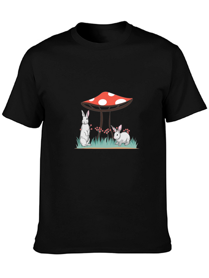 Black Rabbit & Mushroom Graphic Tee