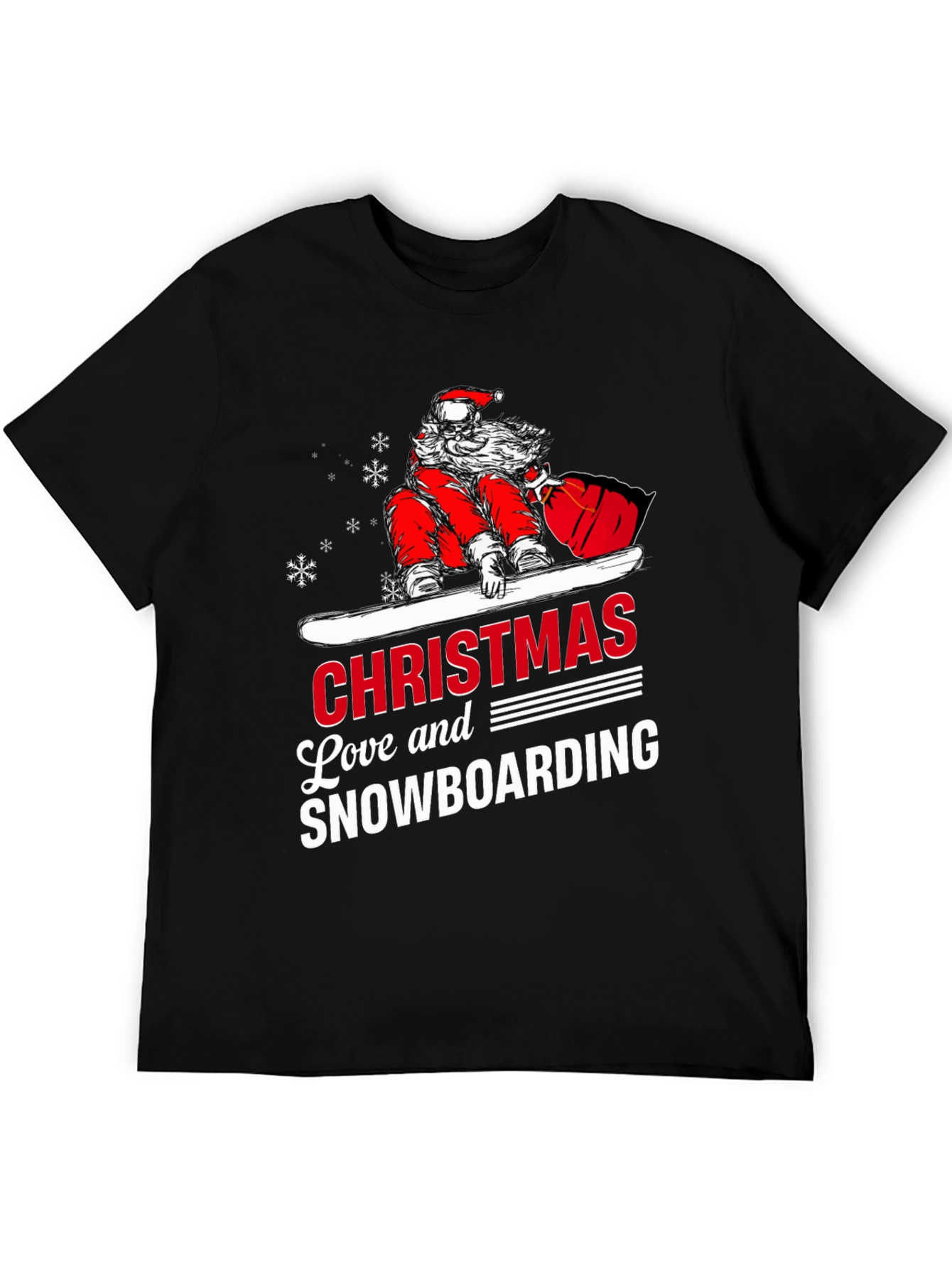 Santa Snowboarding Christmas T-Shirt