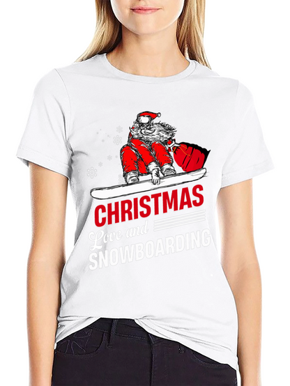 Santa Snowboarding Christmas T-Shirt